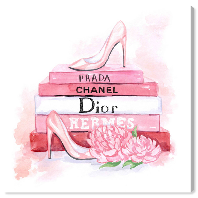 Oliver Gal Fashion Pink Books Wrapped Canvas Print On Canvas