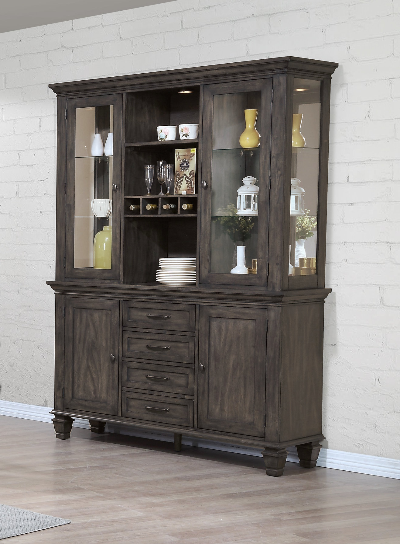 Rosalind Wheeler Almon Lighted Dining Hutch Reviews Wayfair Rosalind Wheeler Almon Lighted Dining