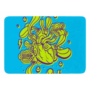 Doodle Surreal Heart by Robber Memory Foam Bath Mat