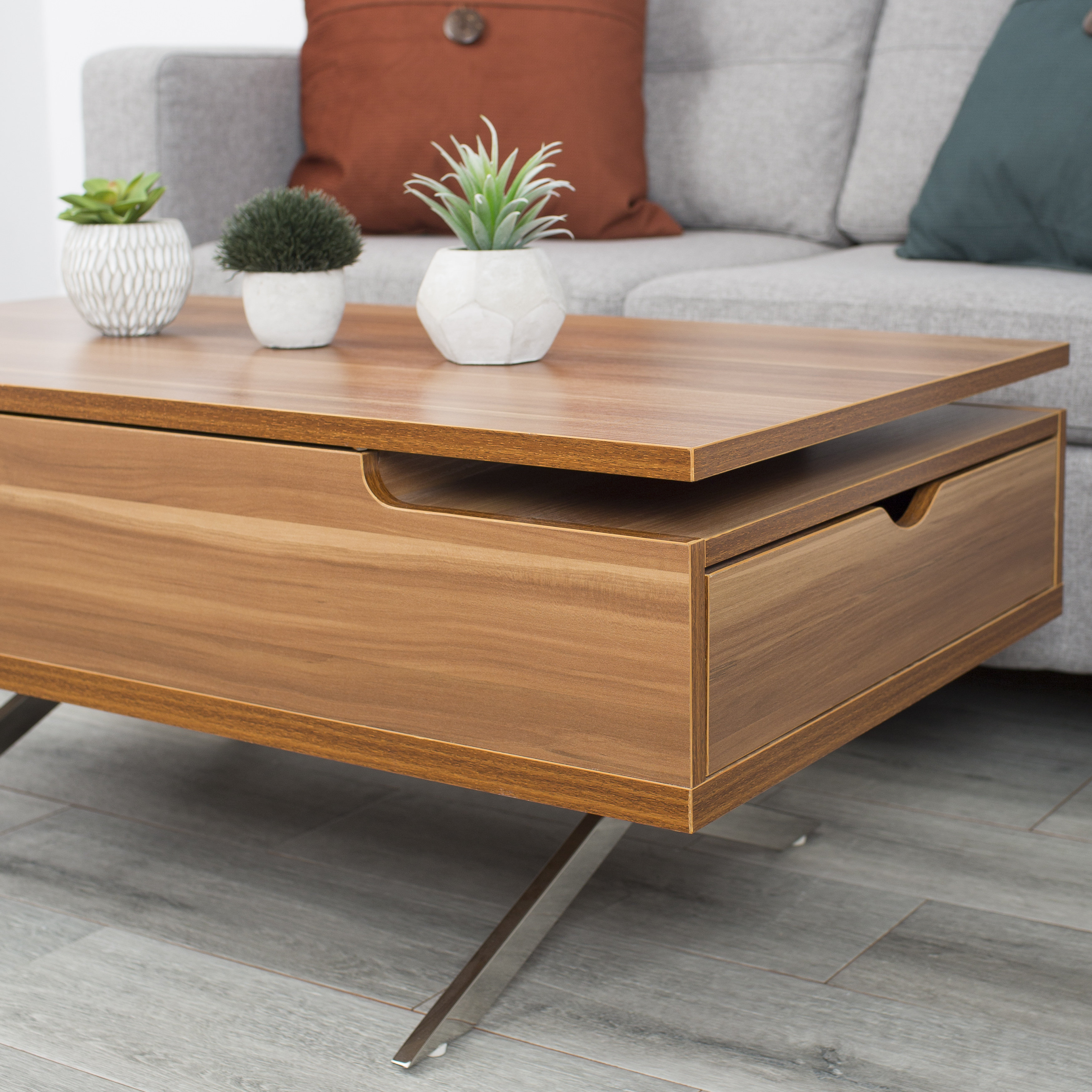 Denson Melamine Veneer Wood Hidden Storage Lift Top Coffee Table Denson Melamine Veneer Wood Hidden Storage Lift Top Coffee Table