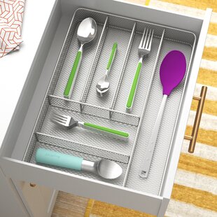 SILVERWARE DRAWER TRAY W/LID-CLOSES TIGHTLY-FLATWARE STORAGE TRAY W/COVER-CUTLERY-SILVER 