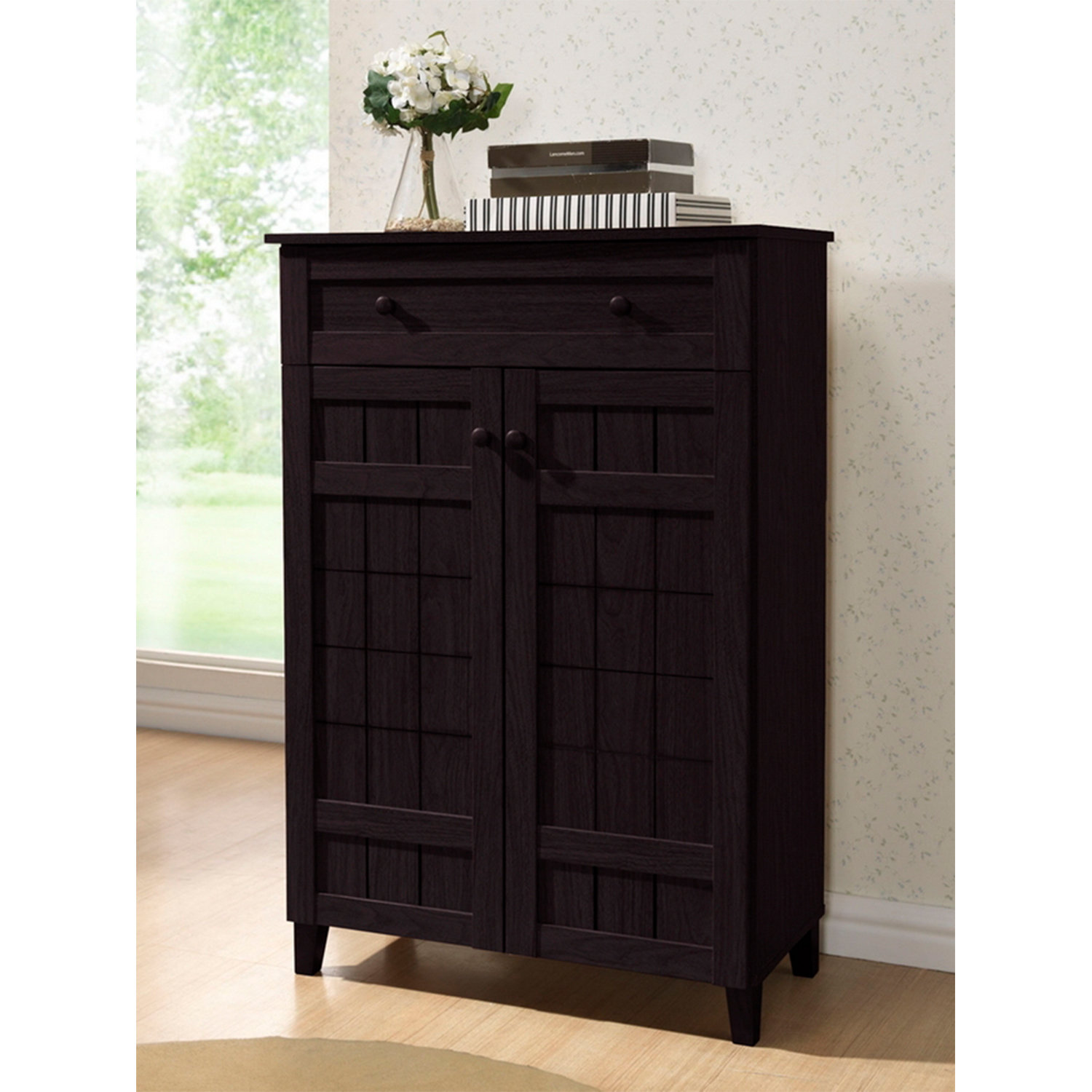 Latitude Run® Glidden 10 Pairs Dark Brown Manufactured Wood Shoe