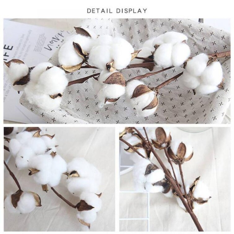 Hamiggaa Artificial Cotton Stems,21 Inch White Cotton 10 Balls Per Artificial Cotton Branch,Farmhouse Decor Cotton Floral for Home Wedding Decoration,4 Pcs 