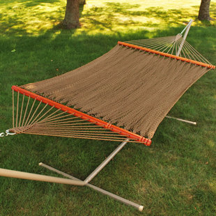 Go to store & view more images Tight Weave Soft Tan Polyester Rope Hammock by Algoma Net Company
