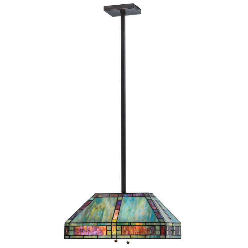 Meyda Tiffany Greenbriar Oak 2 Light Pool Table Lights Geometric Pendant Wayfair