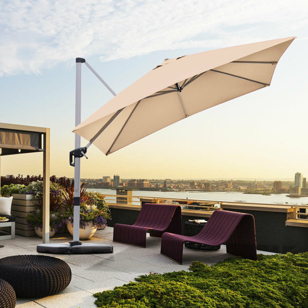 Freeport Park 10 Ft 360 Degree Tilt Aluminum Square Patio Offset Cantilever Umbrella Beige Wayfair Ca