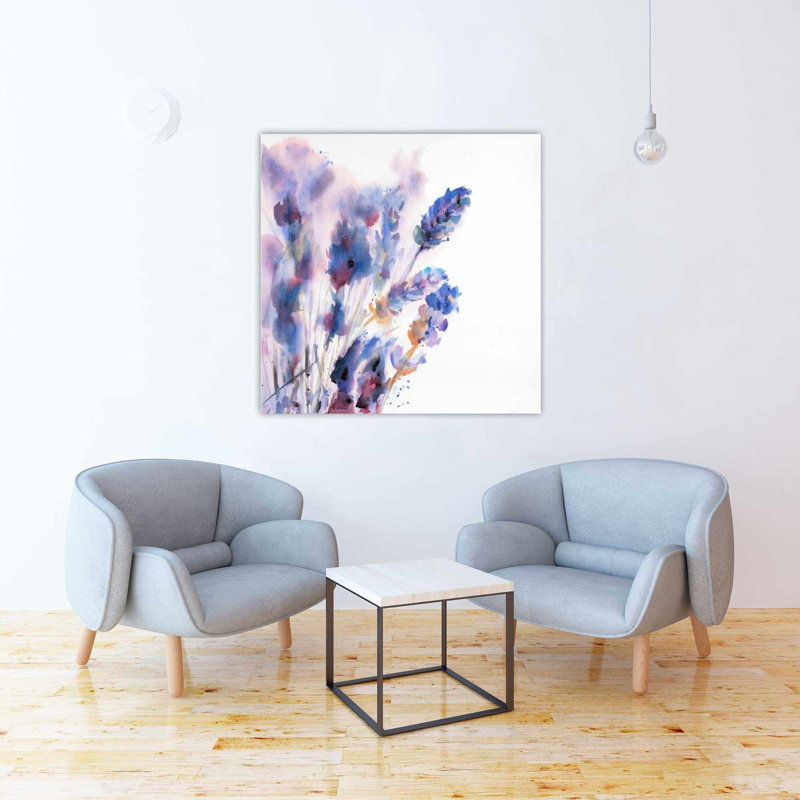 August Grove Lavender Flowers With Blur Effect Oil Painting