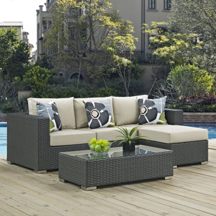 Tripp 3 Piece Sunbrella Sofa Set with Cushions