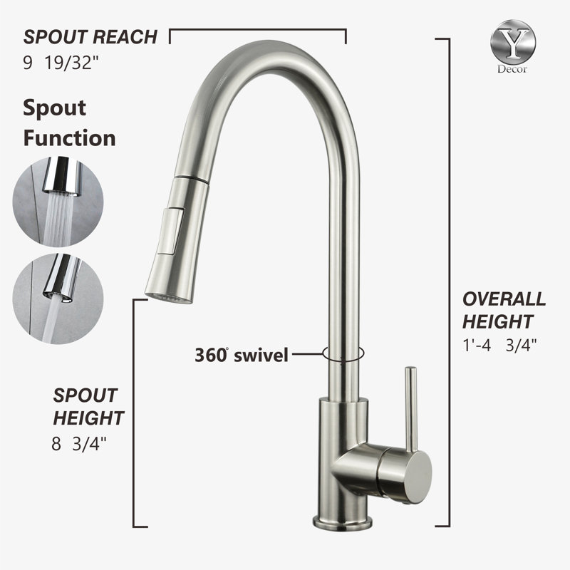 Aa Warehousing Luxurious Single Handle Pull Down Kitchen Faucet