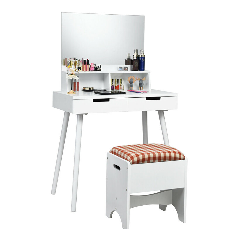 Ebern Designs Jadira Table Cushioned Storage Vanity Set With Stool