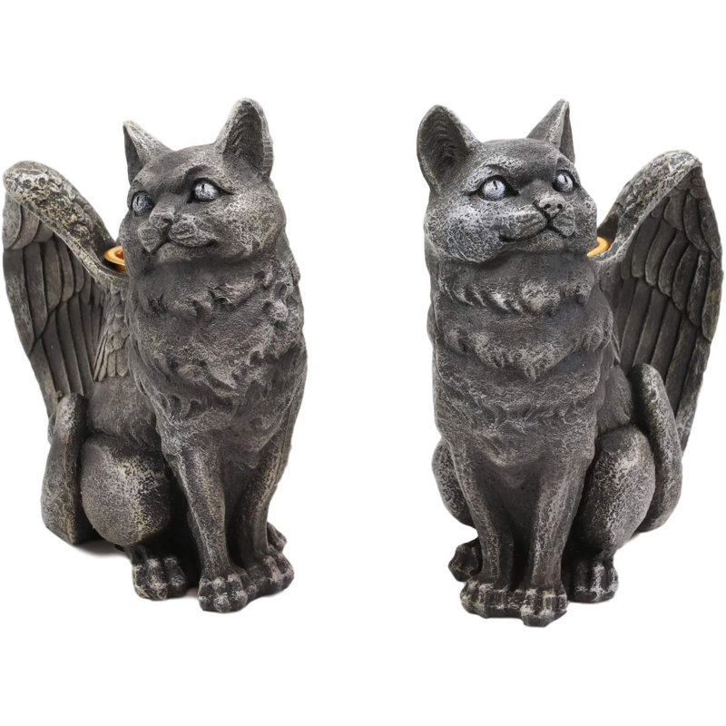 The Holiday Aisle 2 Piece Krupa Gothic Angel Winged Catgoyle Cat