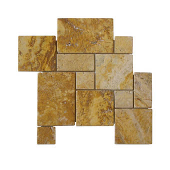 Qdisurfaces Tumbled Natural Stone Mosaic Tile In Gold Wayfair Natural Stone Mosaic Tile In Gold