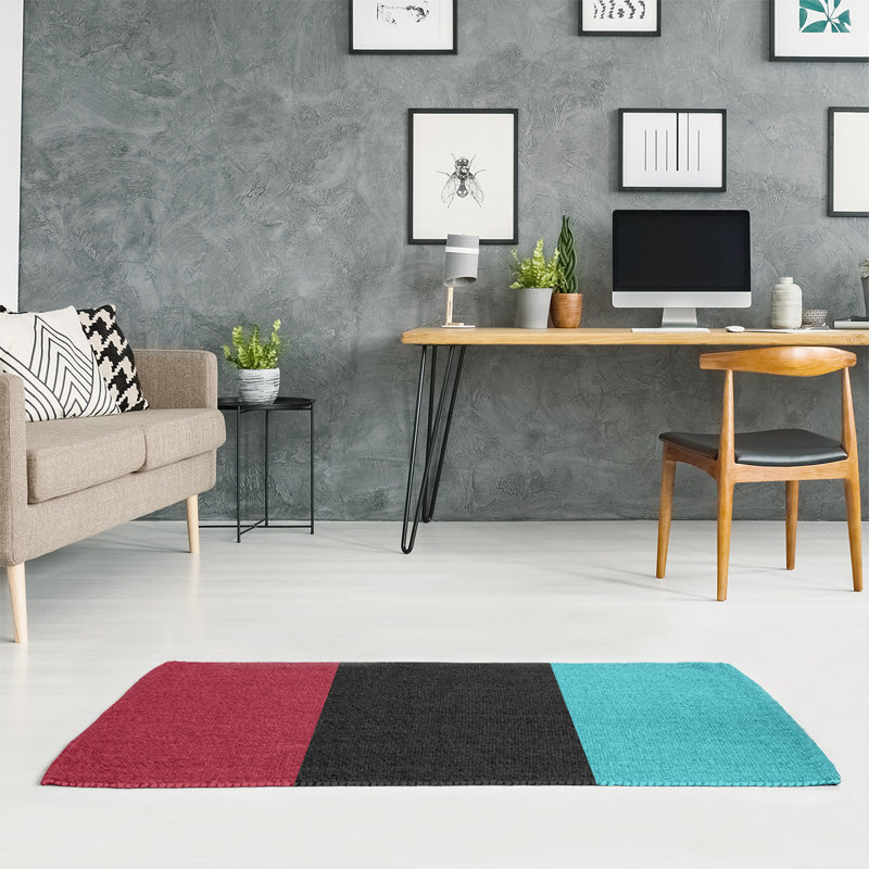 East Urban Home Arizona Striped Sedona Red Black Teal Area Rug