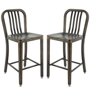Go to store & view more images Gracie Oaks Pontius Bar Stool with Back (Set of 2)