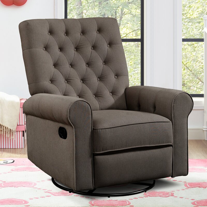 Alison Traditional Roll Arm Swivel Recliner