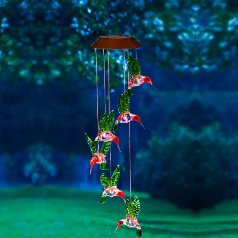 Evergreen Flag Garden Hummingbird Painted Solar Mobile Wind Default Name