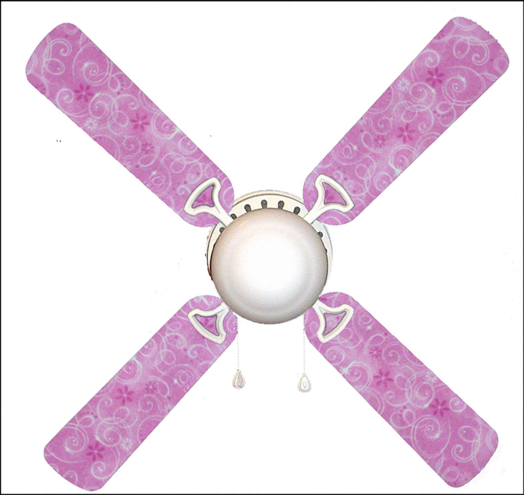 Zoomie Kids 42 Spitler Pink Sparkle Princess 4 Blade Ceiling Fan