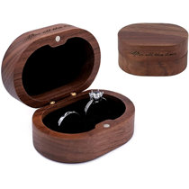 Vintage style double slot EngagementWedding ring boxjewellery box faux leather red wine color velvet interior with hard case