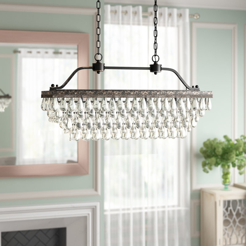 Gracie Oaks Liam 4 Light Kitchen Island Linear Pendant With Crystal Accents Reviews Wayfair