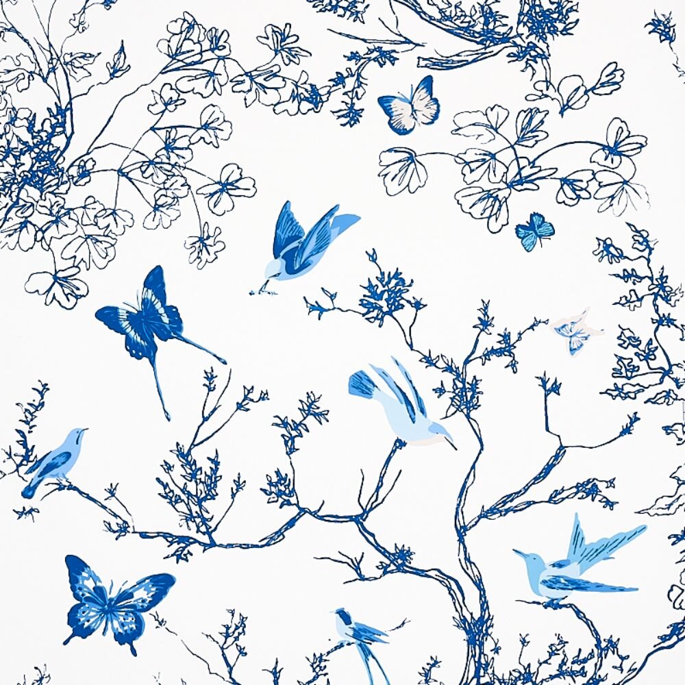 Schumacher Birds And Butterflies Floral Wallpaper & Reviews | Wayfair