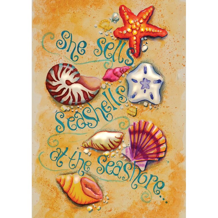 Toland Shells of the Sea 12.5 x 18 Cute Colorful Seashell Collage Garden Flag 