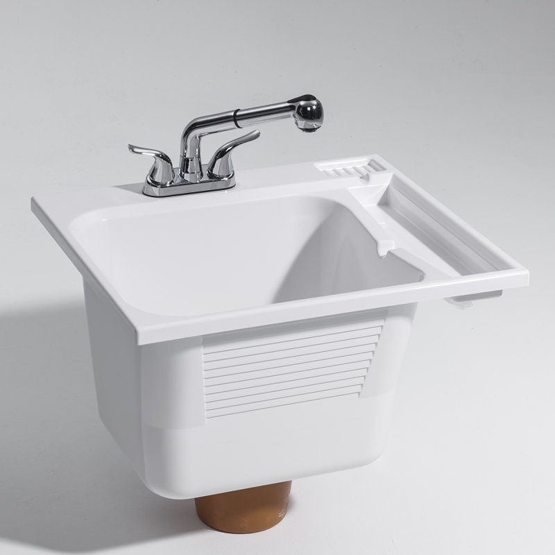 Cashel 25" x 22" Drop-In Laundry Sink with Faucet ...