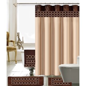 Austyn 18 Piece Embroidery Shower Curtain Set