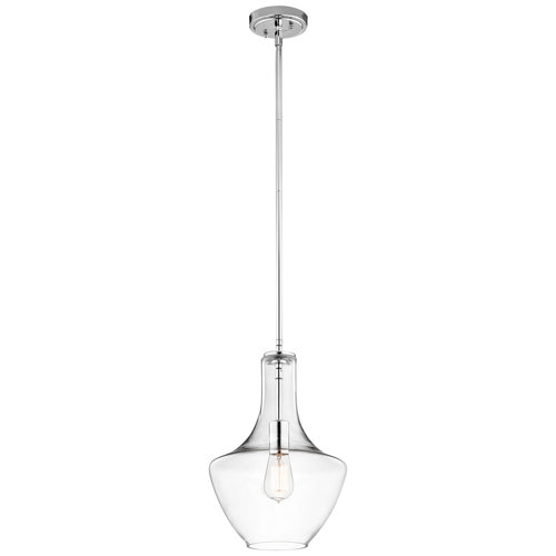 Plewak 1-Light Teardrop Pendant Wade Logan Finish: Chrome, Size: 38.7cm H x 26.8cm W x 26.8cm D