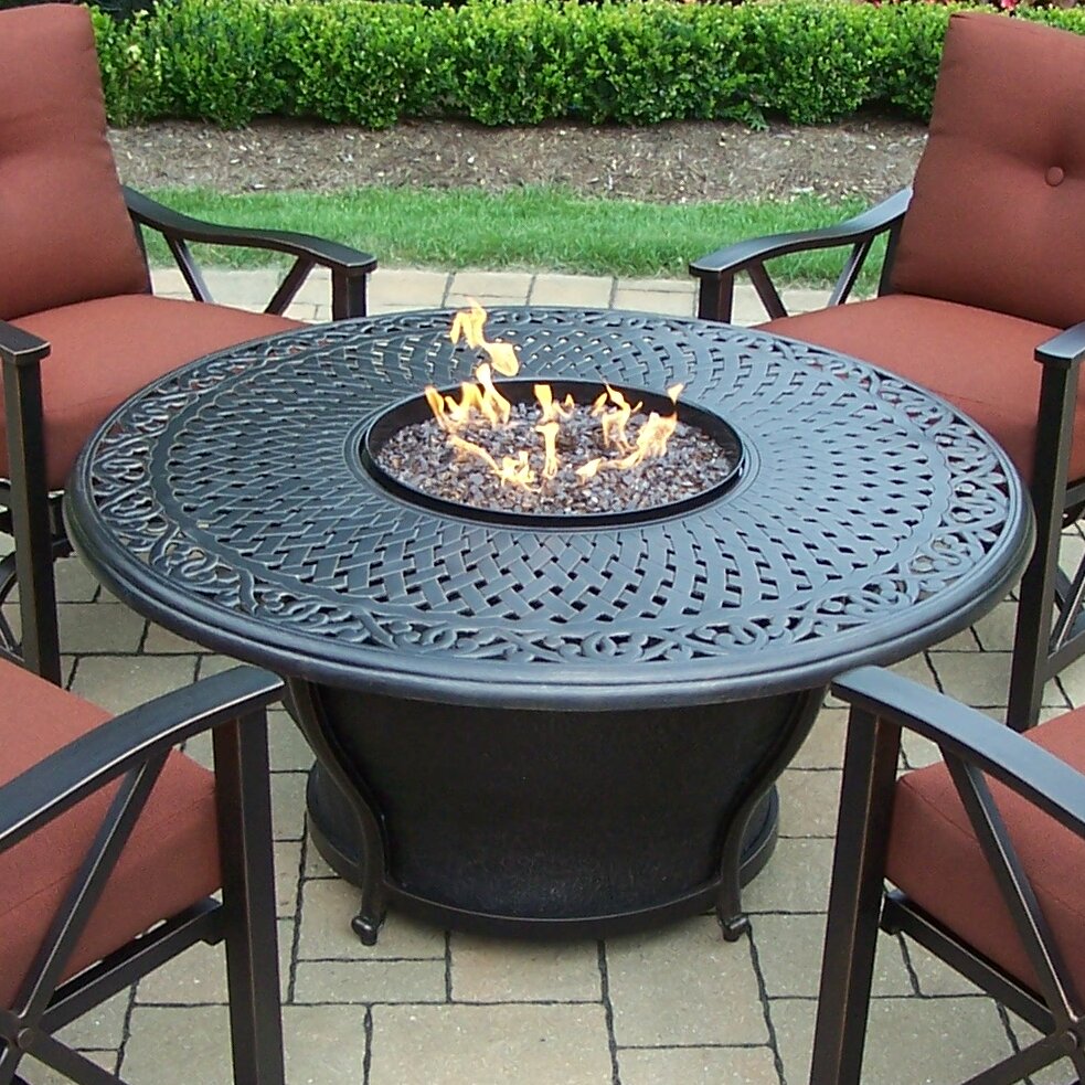 Charlton Home Zoraida Aluminum Gas Fire Pit Table And Chairs Wayfair