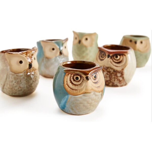 1/2/5 Pcs Ceramic Owl Flower Pot Succulent Planter Container Home Garden Decor 