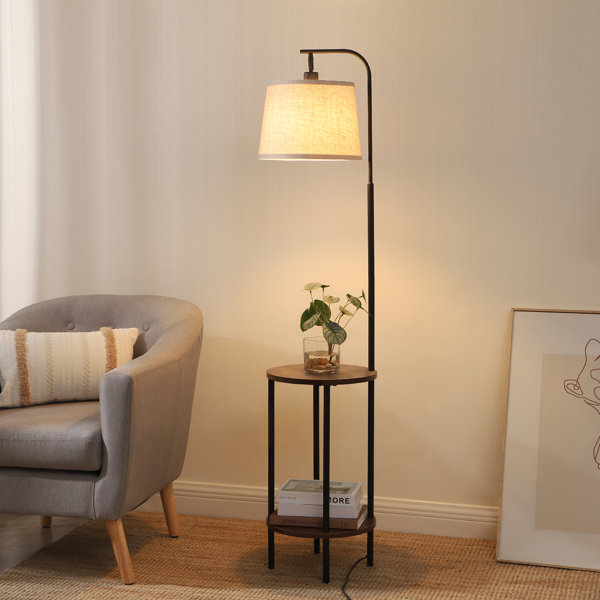 Modern Floor Lamp Standing Lamp Round Shade Metal Tripod Holder Living Room 