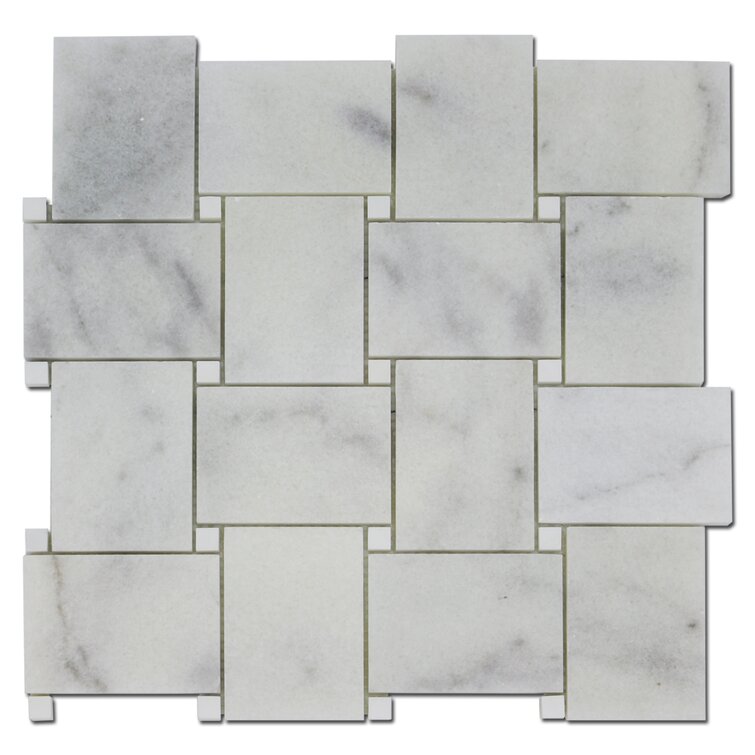 Cordelio 2 5 X 3 5 Natural Stone Marble Basketweave Mosaic Wall Floor Tile Wayfair