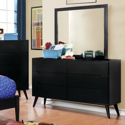 Staton 6 Drawer Double Dresser With Mirror Modern Rustic Interiors