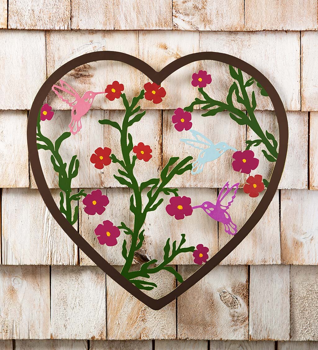 Rustic Valentines Day Art - Hummingbird and Heart Wall Décor