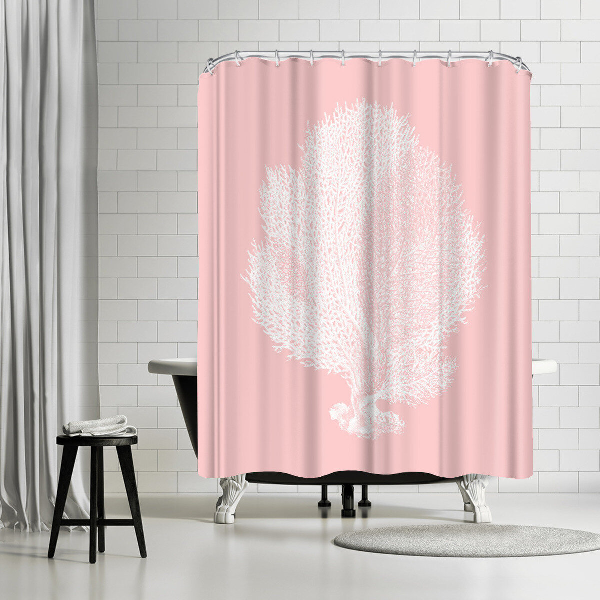 coral pink shower curtain