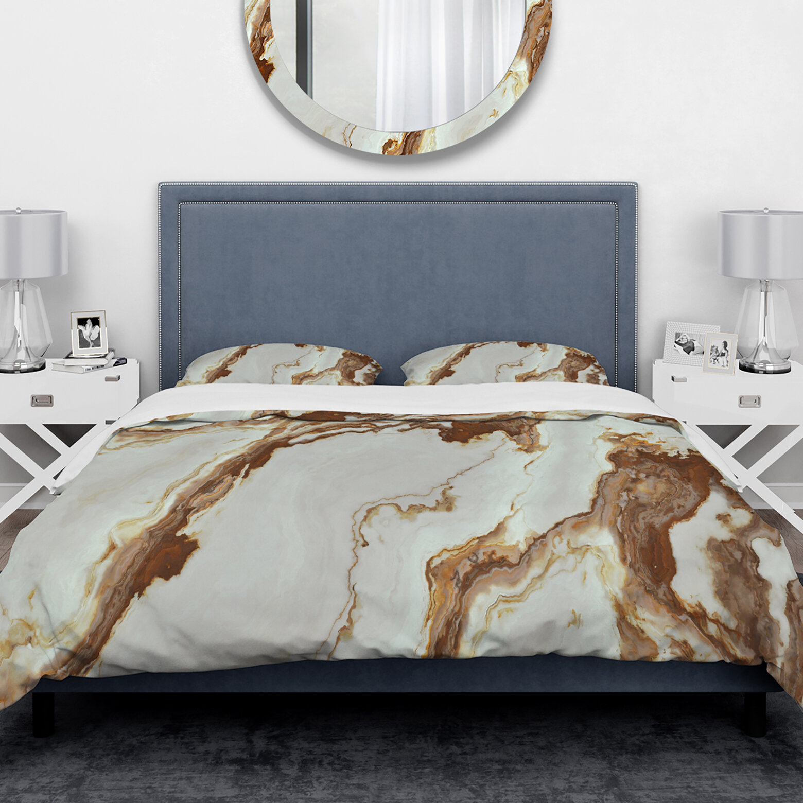 East Urban Home Designart Natural Onyx Texture Duvet Cover Set