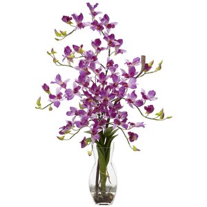Dendrobium with Vase Silk Floral Arrangements in Purple
