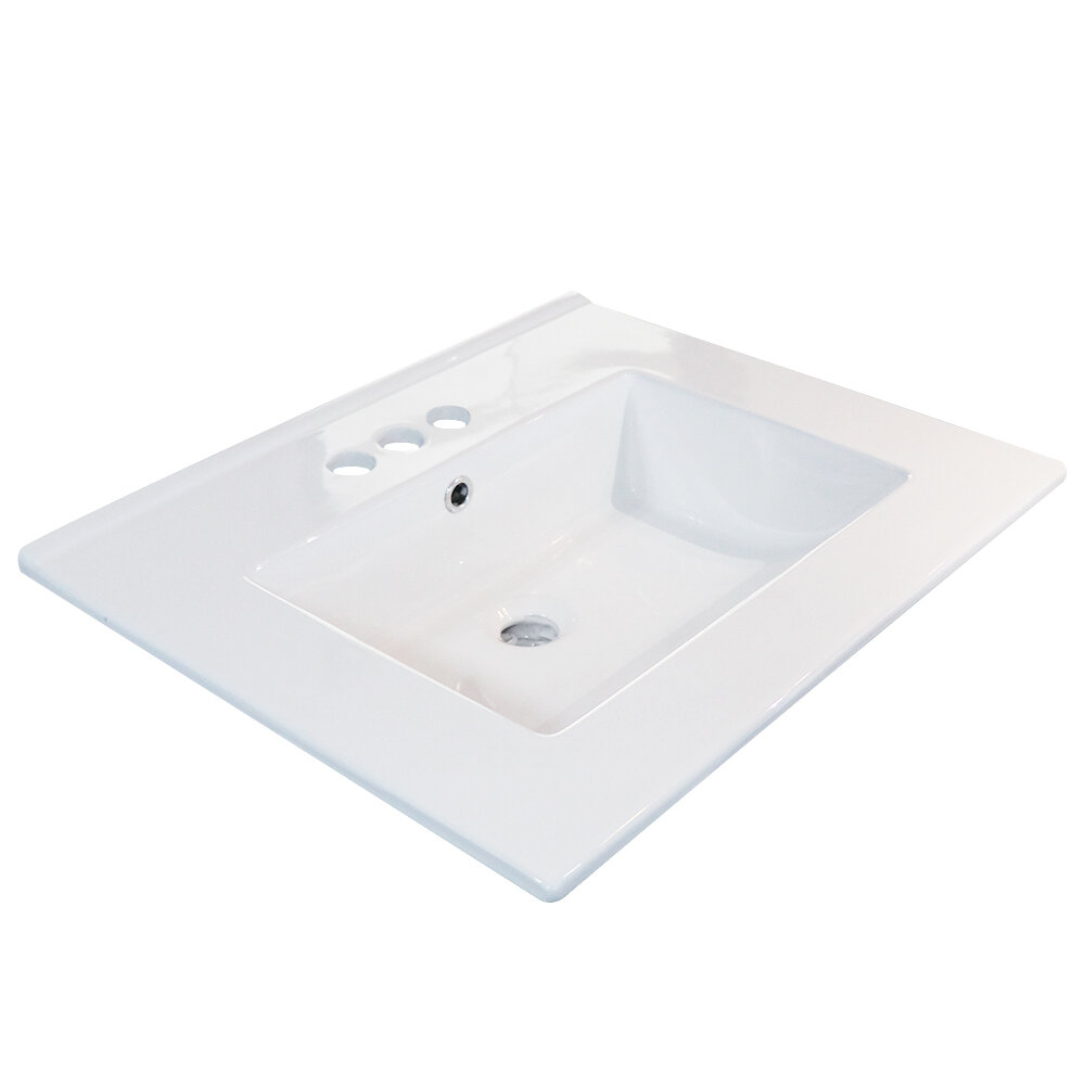 Eclife White Ceramic Rectangular Drop In Bathroom Sink With Overflow Reviews Wayfair