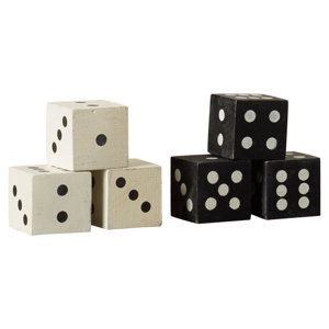 Decorative Square Hand Carved Mango Wood Dice (Set of 6)