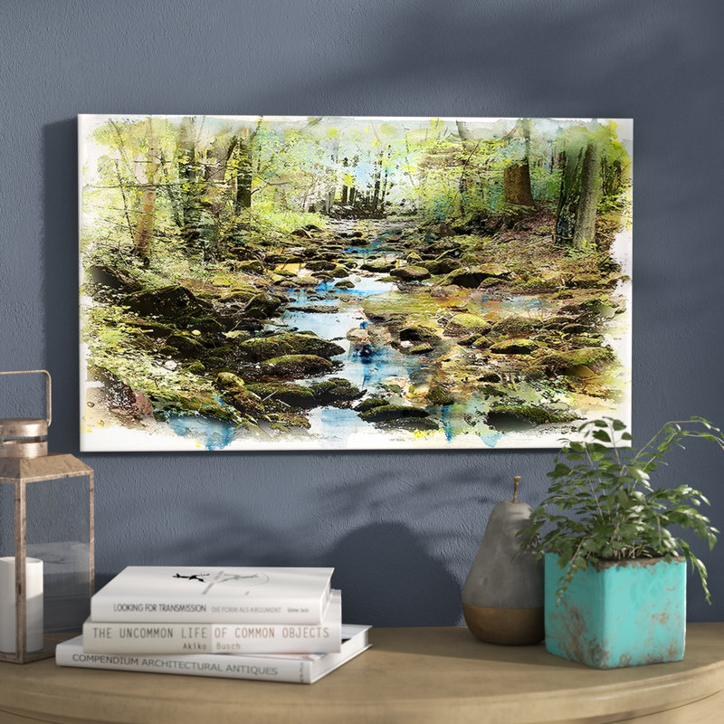 East Urban Home Stream In The Forest Oil Painting Print On