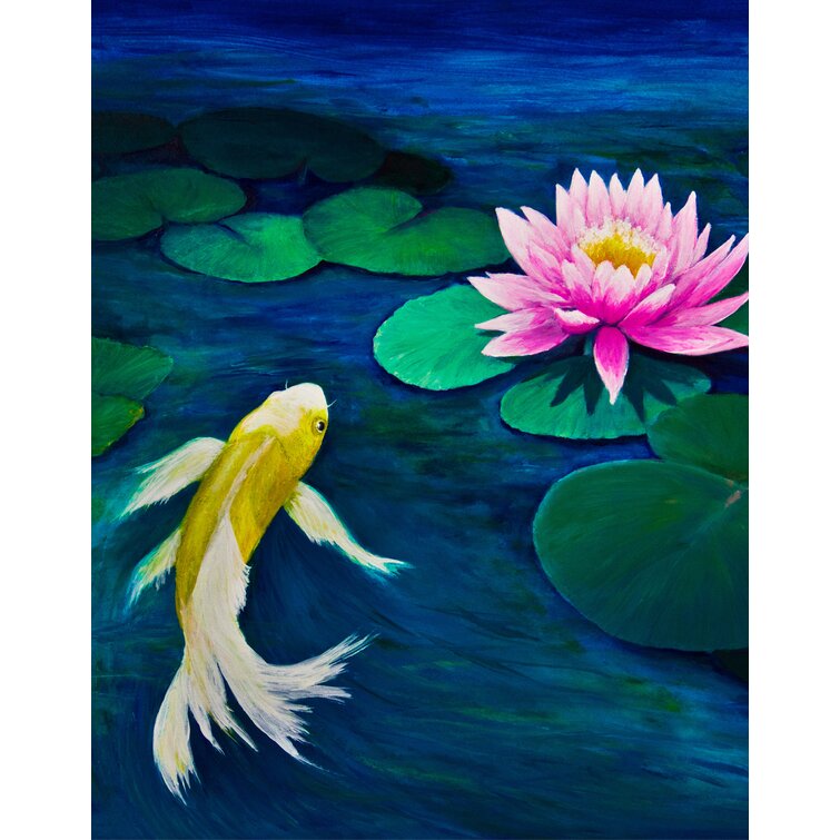 East Urban Home Manassa Koi Fish Water Lily Painting Wall Mural Wayfair