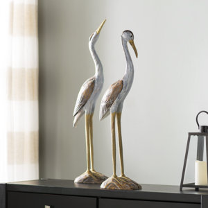 2 Piece Reeds Wood Cranes Figurine Set