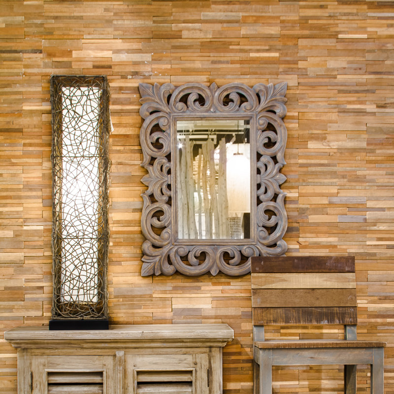 Ecotessa Terra 23 62 Teak Wood Wall Paneling In Brown And Gray Wayfair