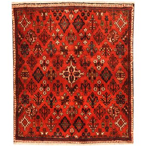 Josheghan Hand-Knotted Red/Ivory Area Rug