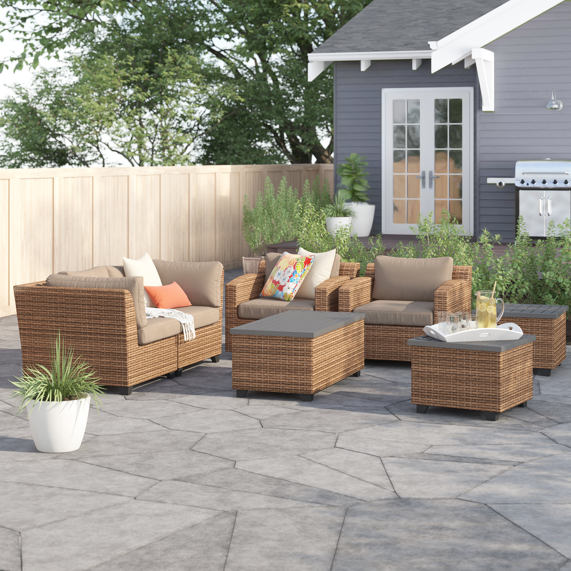 Sol 72 Outdoor Waterbury 7 Piece Sofa Seating Group With Cushions Wayfair