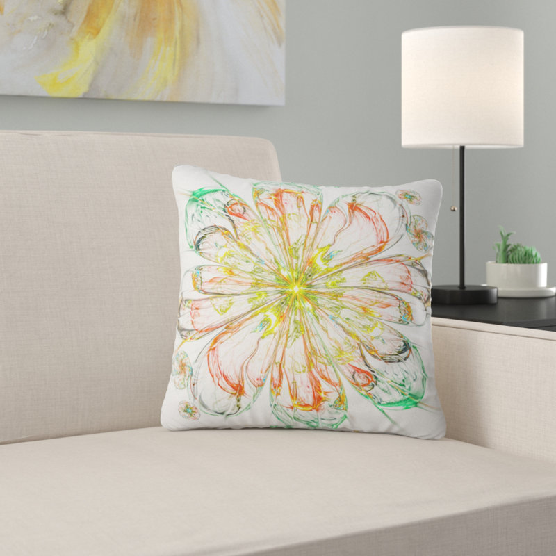 East Urban Home Floral Perfect Shiny Fractal Flower Throw Pillow Wayfair