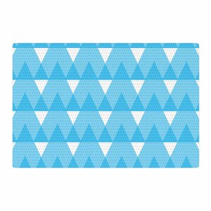 Jackie Rose Cyan Triangles White/Blue Area Rug