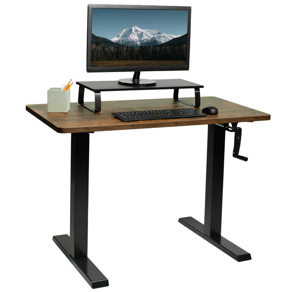 Height Adjustable Sit Stand Riser Table Desk Frame Black With Manual Crank Co 