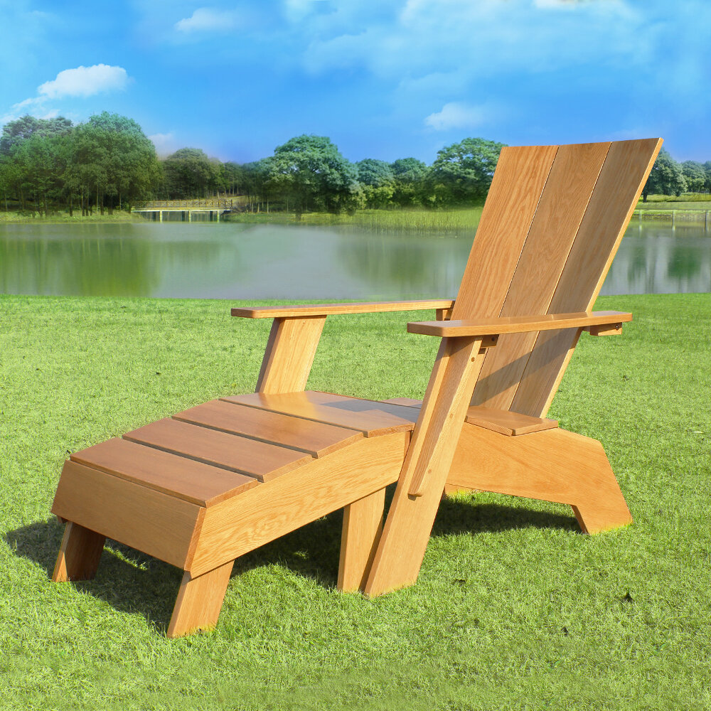 Solid wood adirondack chair with ottoman