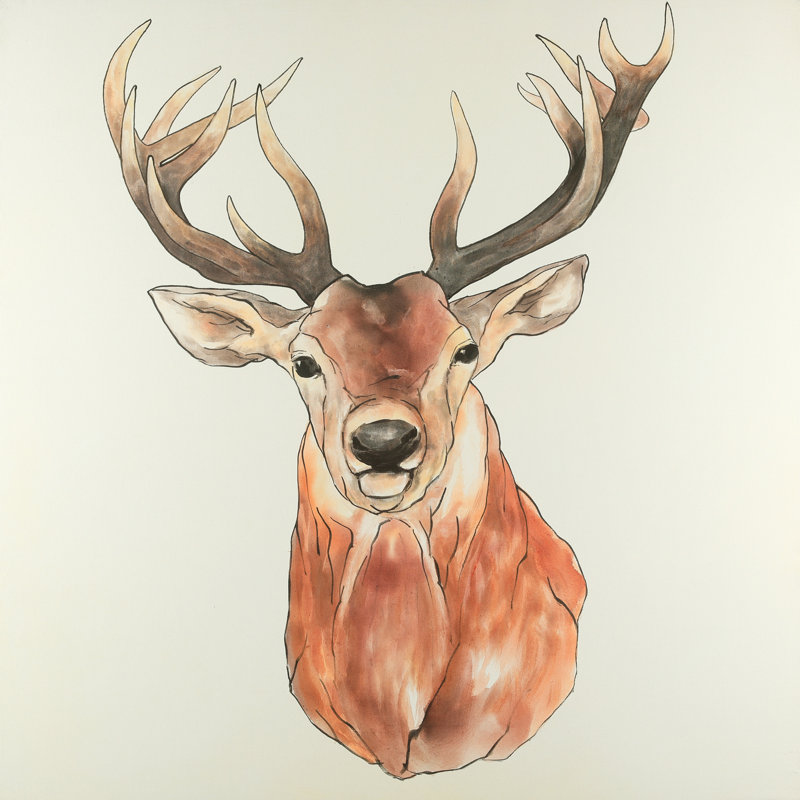 Millwood Pines Front Deer Portrait Oil Painting Print On Wrapped